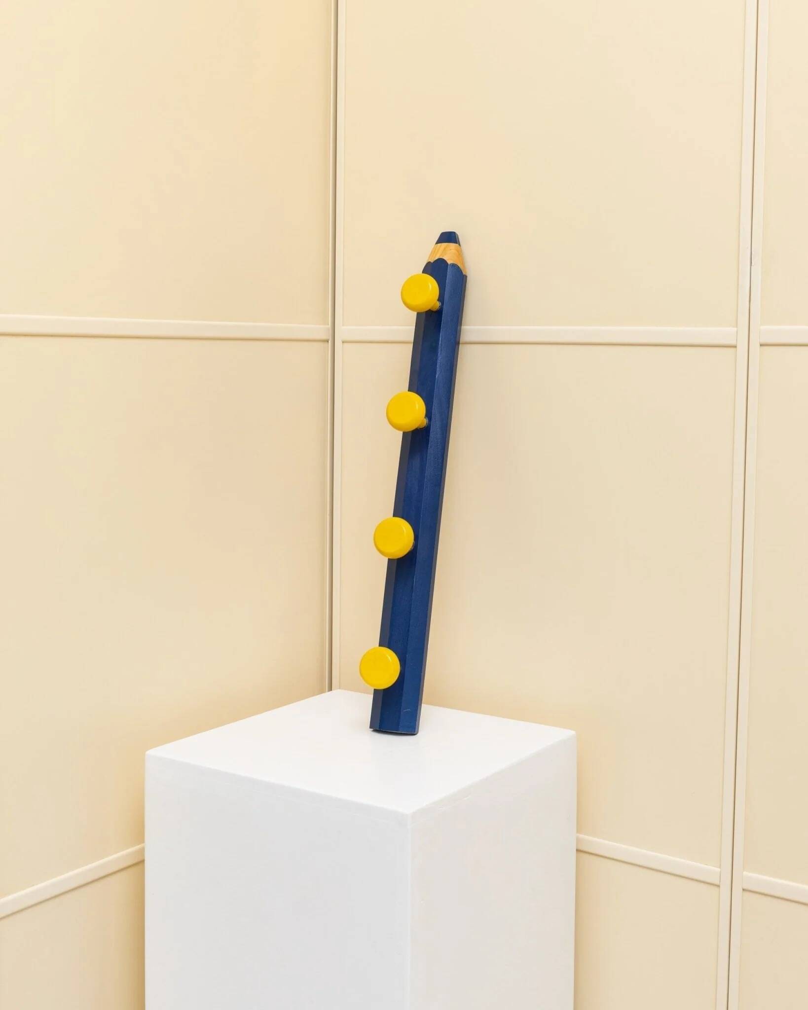 Pierre Sala Wardrobe in postmodern Memphis design - blue and yellow painted spruce wood armoire