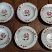 Assiettes creuses série de six grès Niderviller décor Cassandre XXème