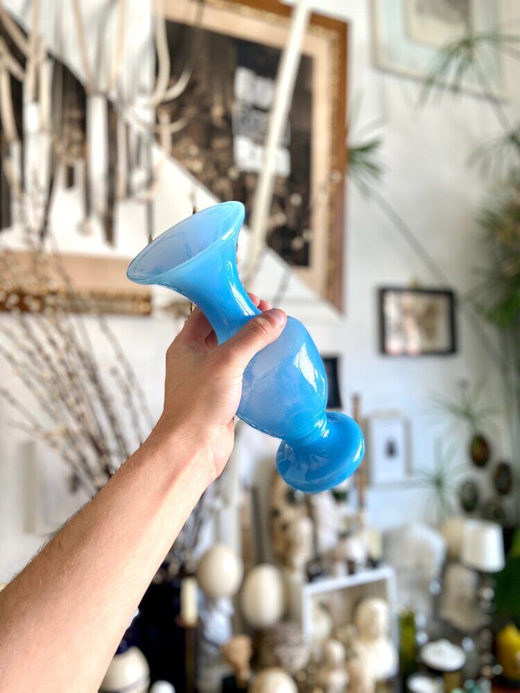 Blue opaline vase