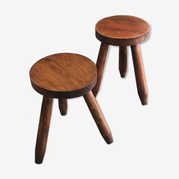Pair of dyed wooden milking stools