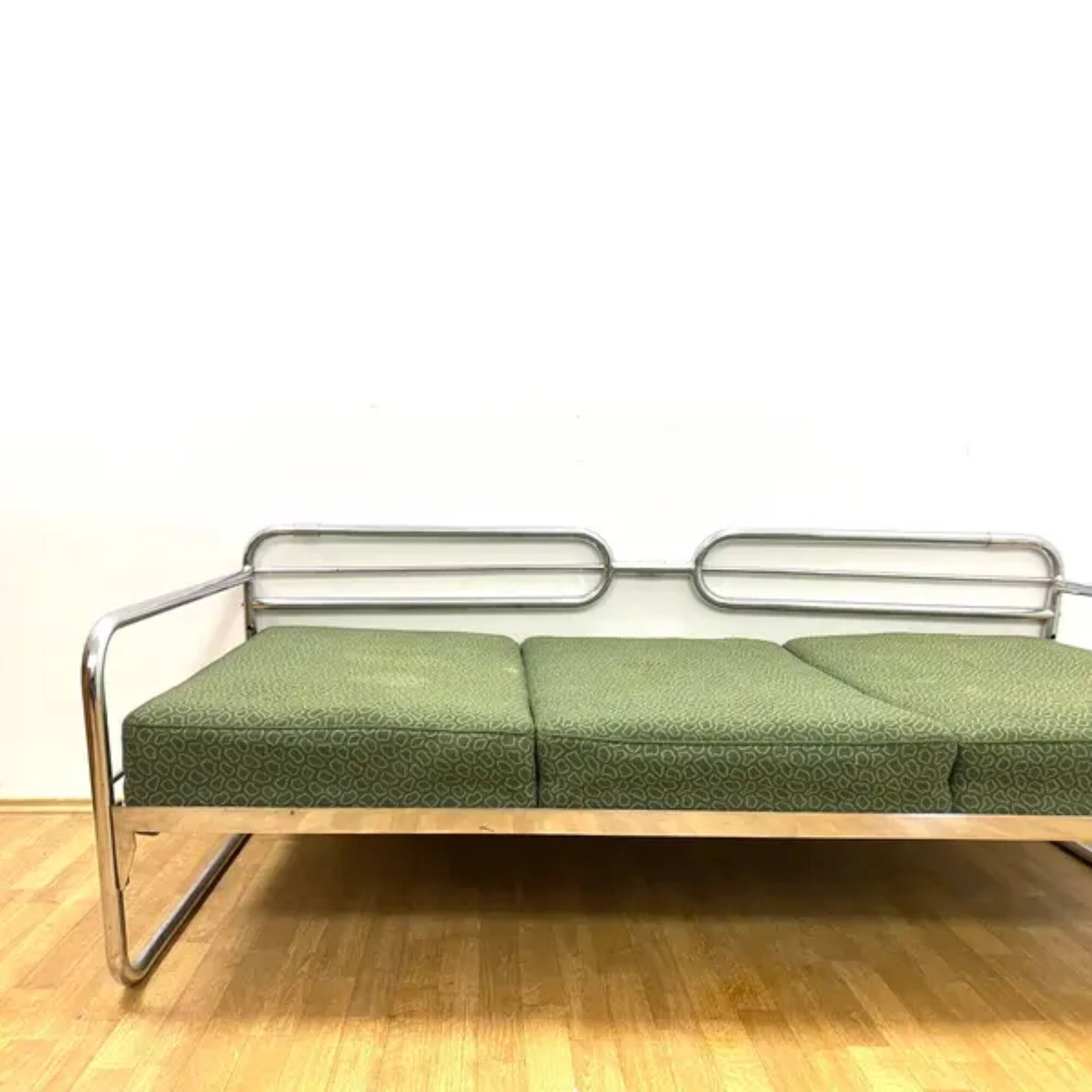 Canapé chromé Bauhaus par Slezák, Tchécoslovaquie, années 1930