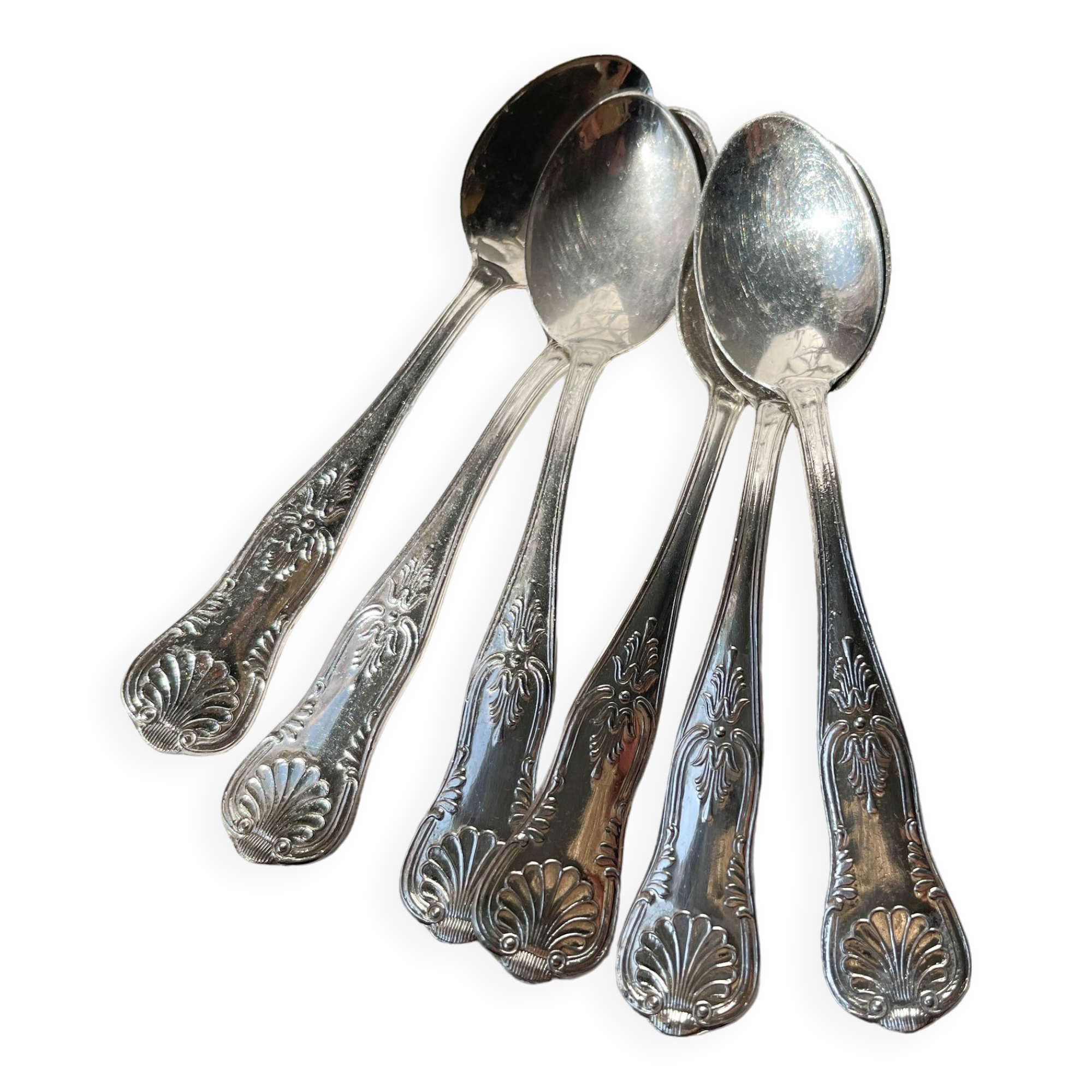 6 Small Vintage Rocaille Style Spoons