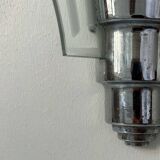 Art Deco modernist wall lamp, chrome and sandblasted glass, France 1930
