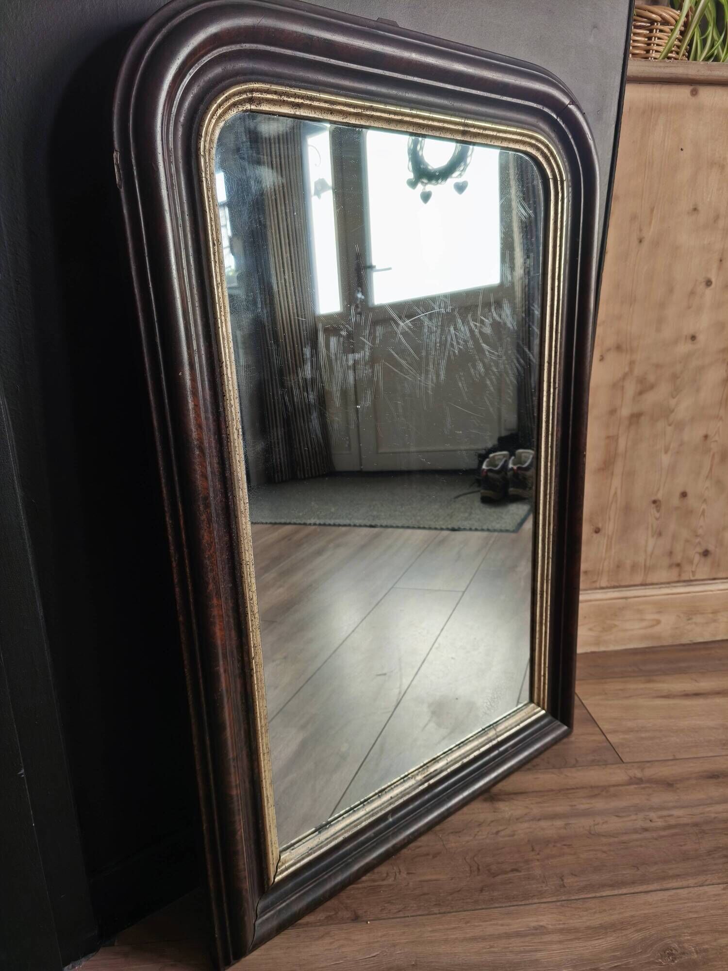 Louis-Philippe mirror in old wood and patinated gilded surround