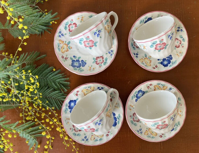 English flower porcelain tea service 6 people