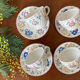 Lot de 6 tasses à thé anglaises  en porcelaine fleuri