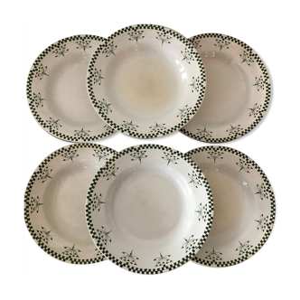 6 hollow plates, vintage, checkerboard service