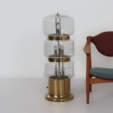 Large Floor Lamp of Mouth Blown Bubble Glass and Brass, 1970s