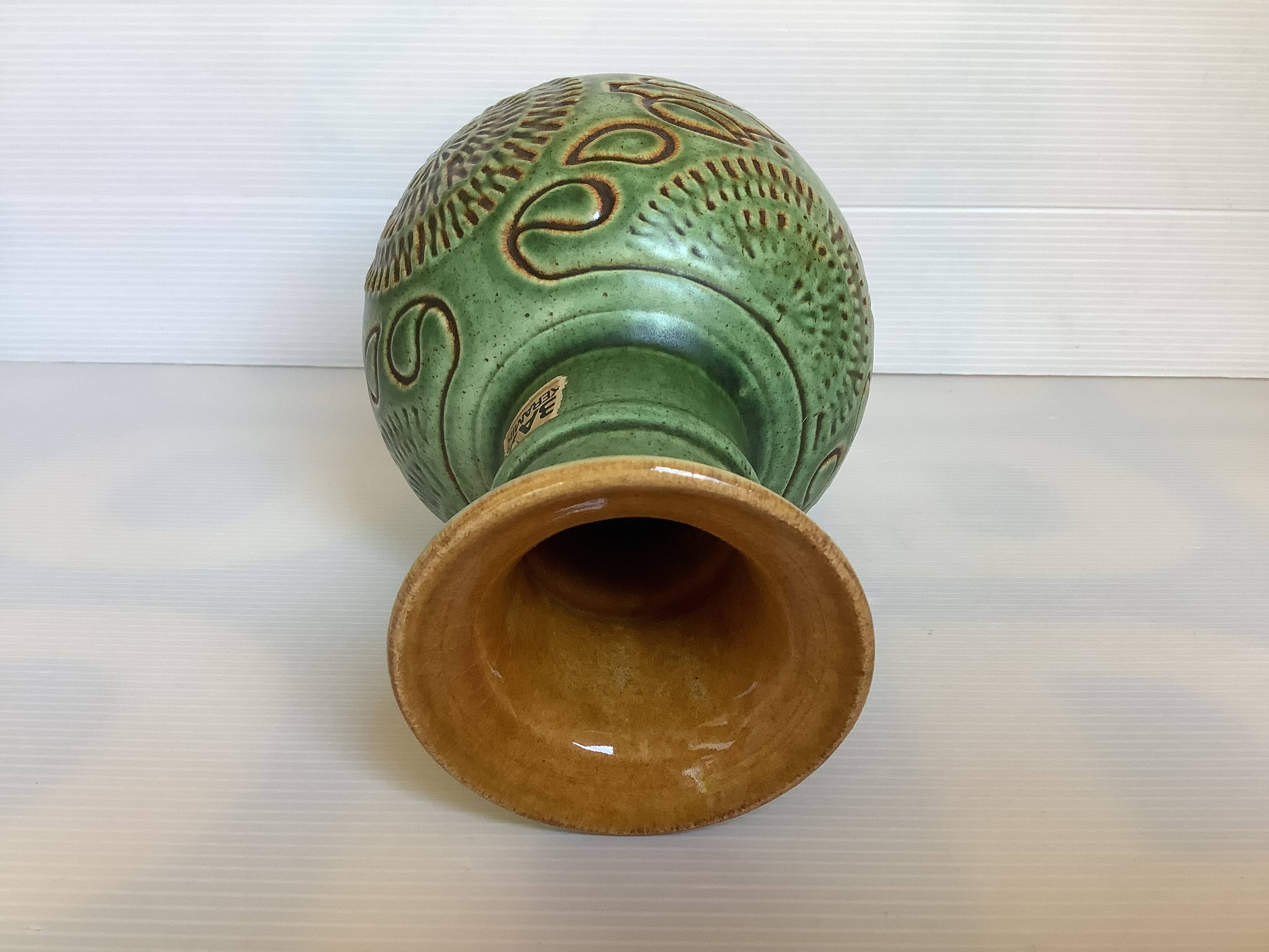 Green vase by Bay Keramik, West Germany.