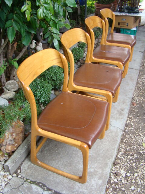 Series of four baumann sleigh chairs