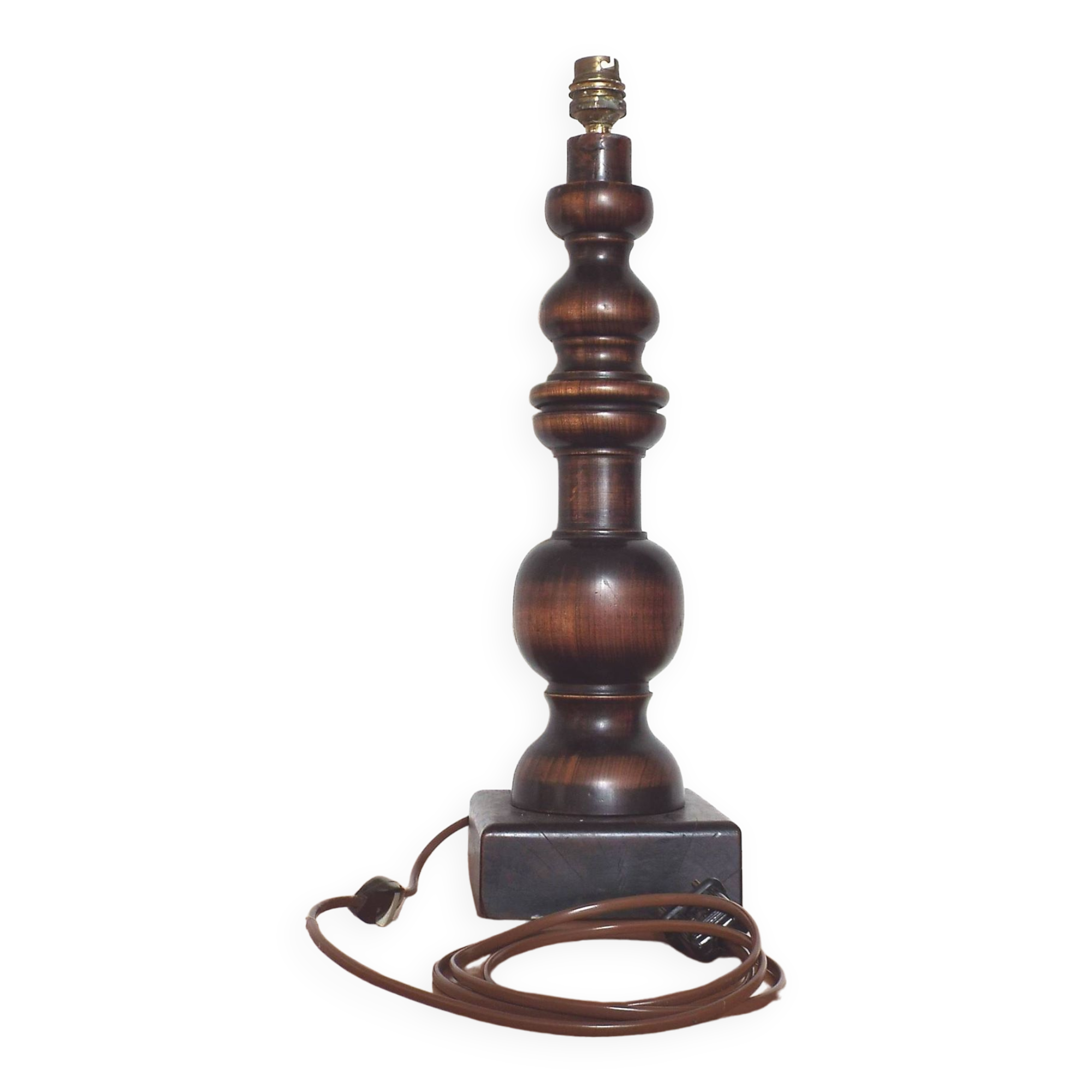 Turned wooden lamp base H44cm