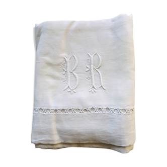 Drat plat 2 pers embroidered/hand-opened monogram