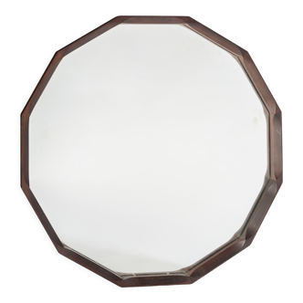 Octagonal wooden mirror by dino cavalli
