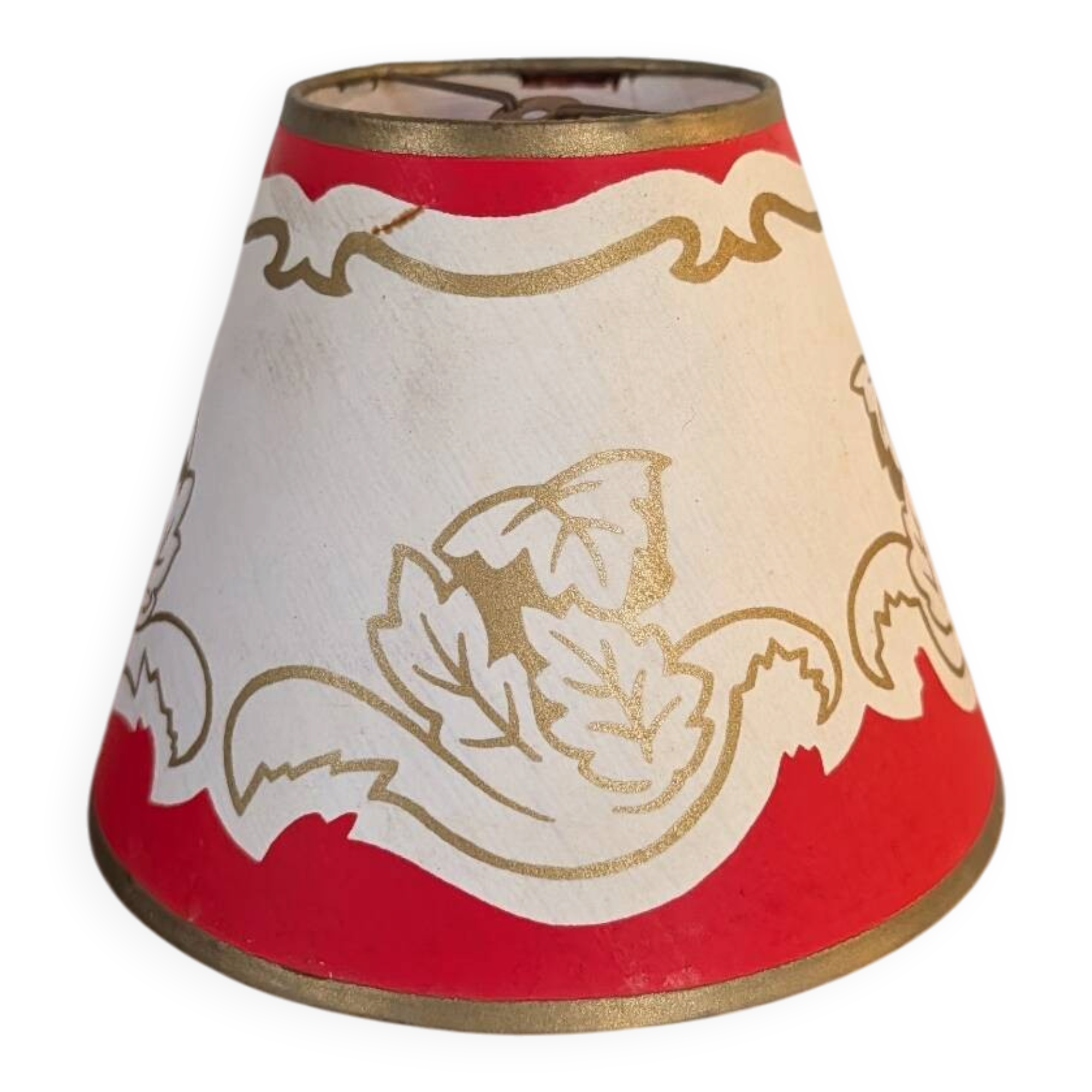 Red and gold conical lampshade