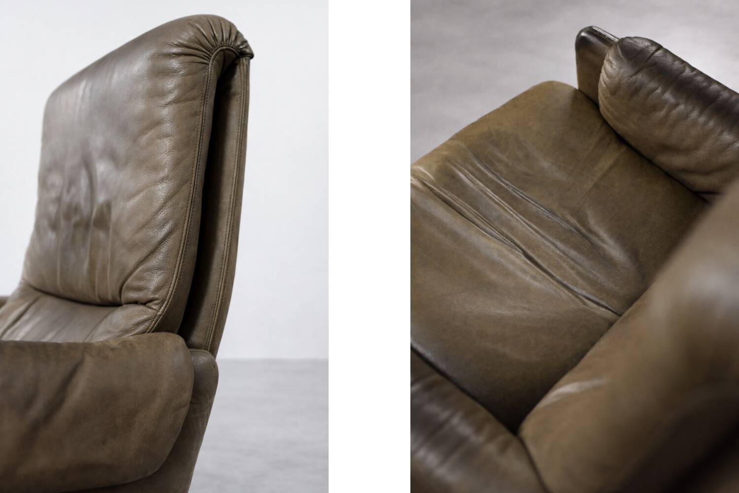 Vintage Mid-Century German Modern Leather Lounge Swivel Chair, 1960s