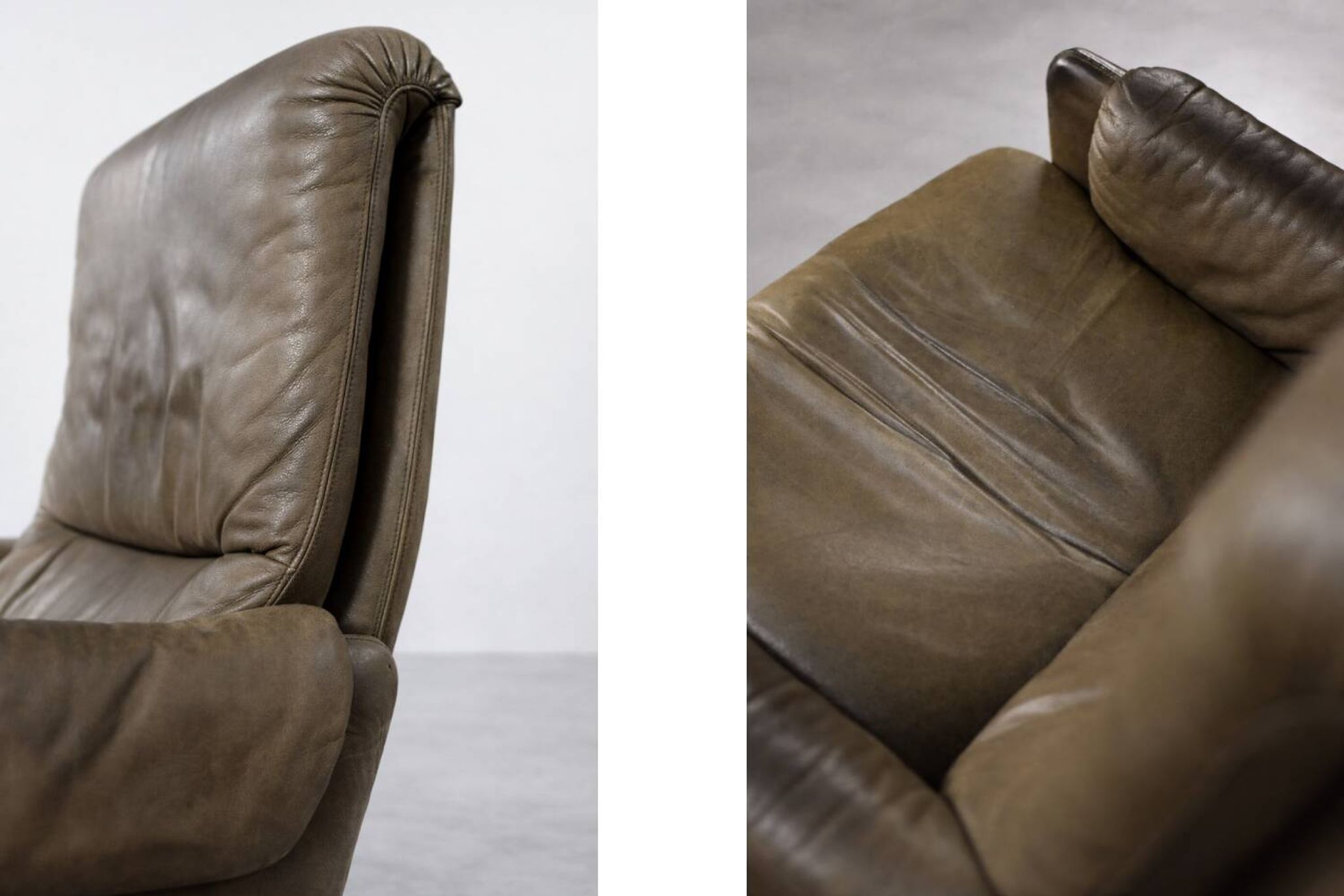 Vintage Mid-Century German Modern Leather Lounge Swivel Chair, 1960s