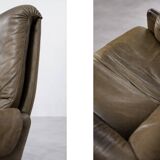 Vintage Mid-Century German Modern Leather Lounge Swivel Chair, 1960s