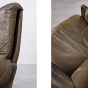 Vintage Mid-Century German Modern Leather Lounge Swivel Chair, 1960s