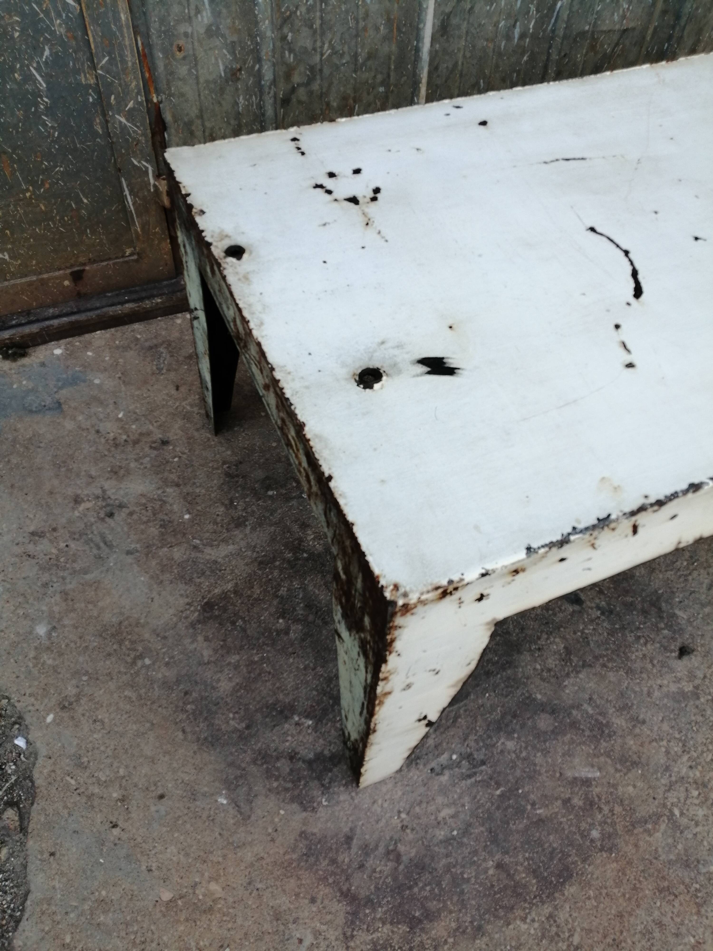White metal industrial coffee table