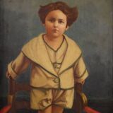 Peinture italienne portrait d'enfant signée et datée