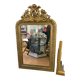 LARGE LOUIS XV STYLE ROCAILLE MIRROR IN GILT STUCCO FORAL DECOR ON PEDAL
