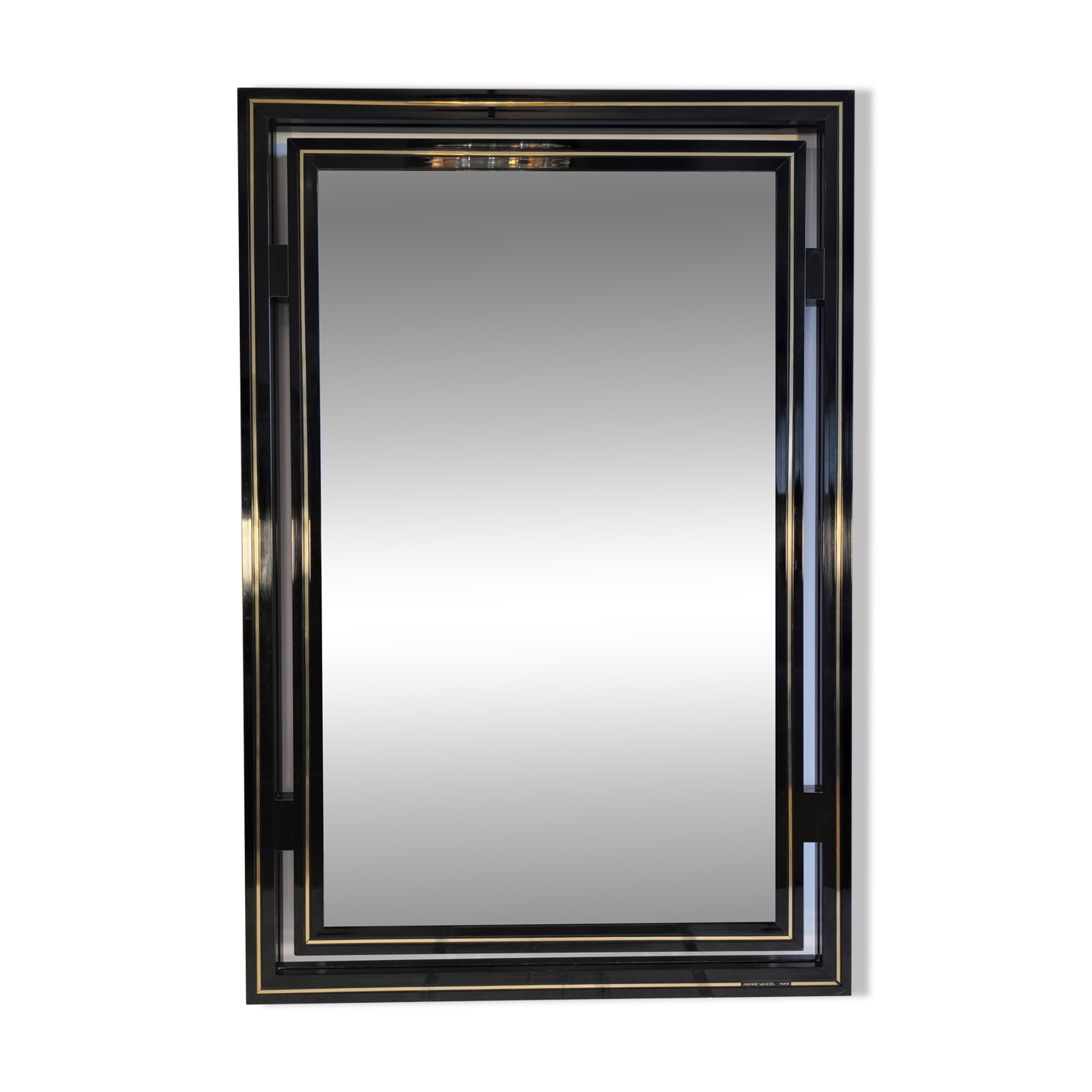 Miroir design Pierre Vandel Paris – Années 80 – Noir laqué