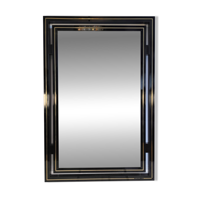 Miroir design Pierre Vandel Paris – Années 80 – Noir laqué