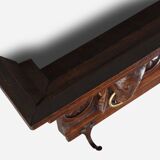 Large 18th Century Gothic solid oak hand carved coat rack, France