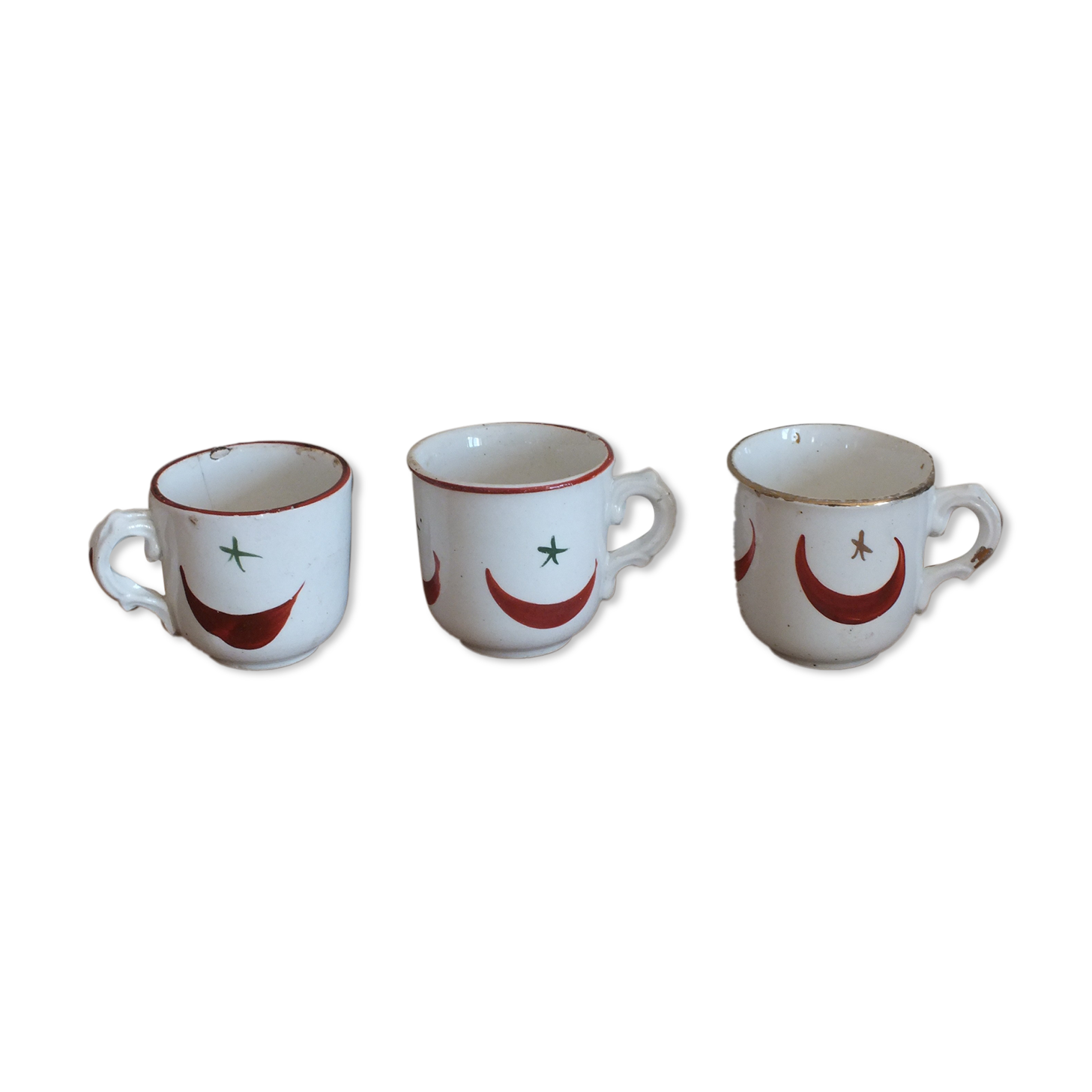 Lot 3 cups old orientalist decoration (Crescent Moon and star)