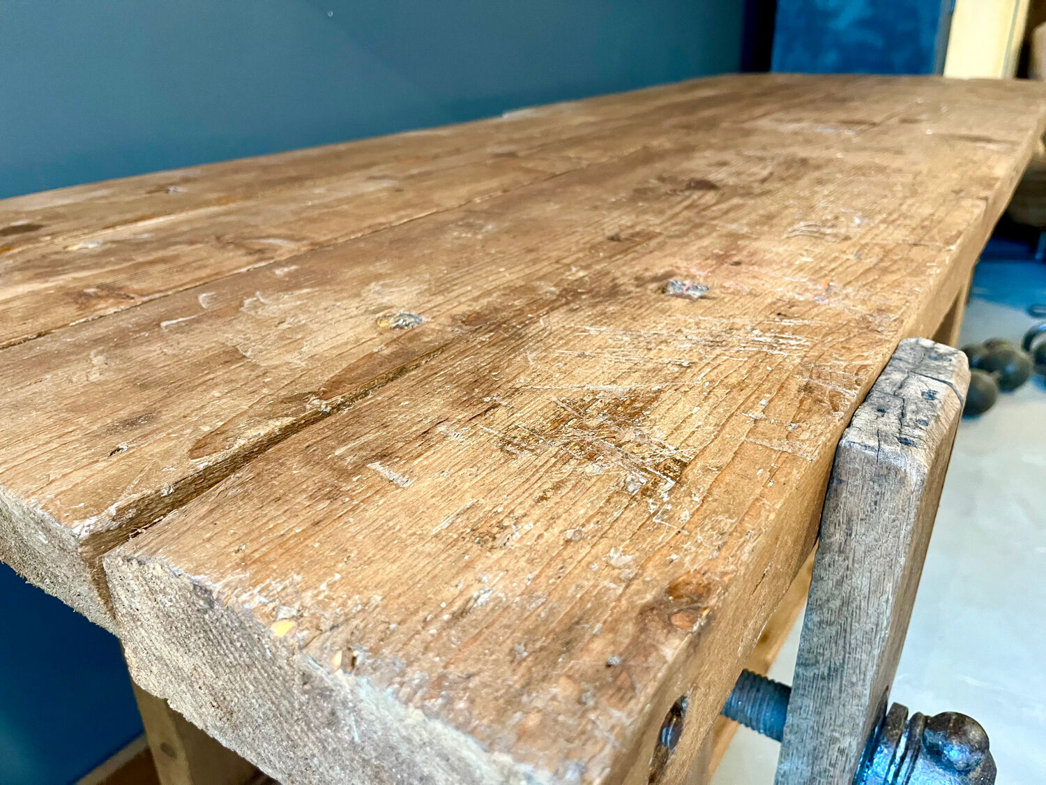 Old wooden workbench, renovated