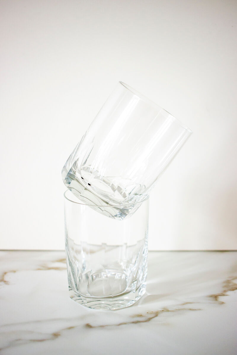 Paire de verres à whisky en verre taillé