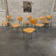 Lot de 6 chaises type ecole chrome et bois 1970
