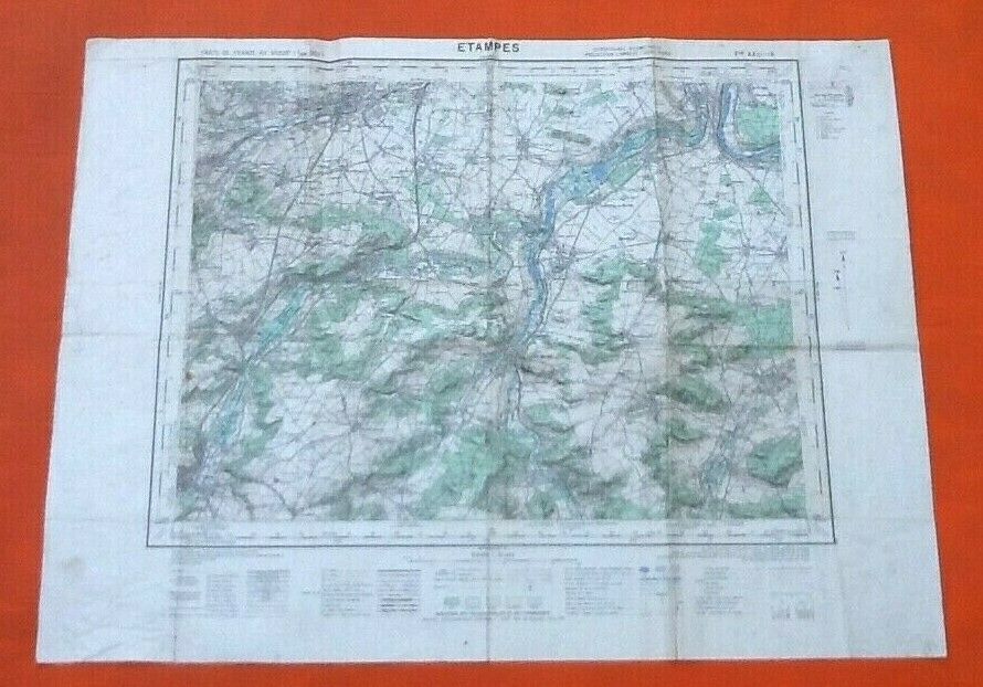 Etampes (Essonne) Geographical map of 1953 (Type1922) Drawn and published by the Institut Géog