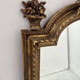 Louis XVI style mirror in wood and gilded stucco, 19th century