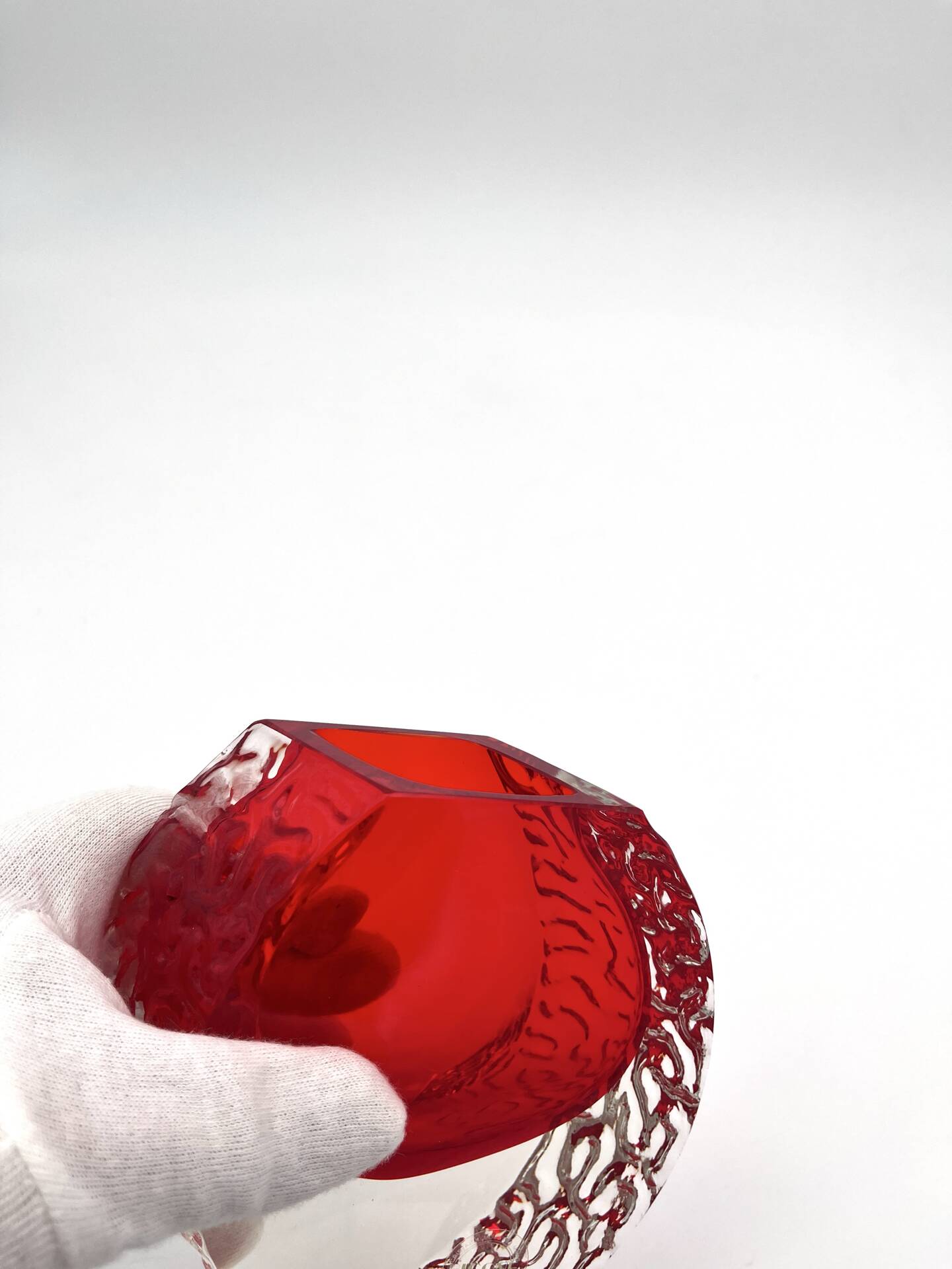 Mandruzzato Murano Vase Sommerso Red Textured Labelled 70s Design