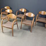 Fauteuils espagnols vintage en bois, lot de 6, années 1990