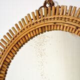 Sun mirror in rattan and bamboo, Italy 1960's 53cm