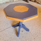 Table basse en bois octogonale, pied central