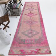 3x12 Pink Persian Vintage Runner Rug, 92x355Cm SK 18193