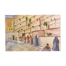 Original watercolor painting 1949 "Wailing Wall - Jerusalem" G. KUGELEM