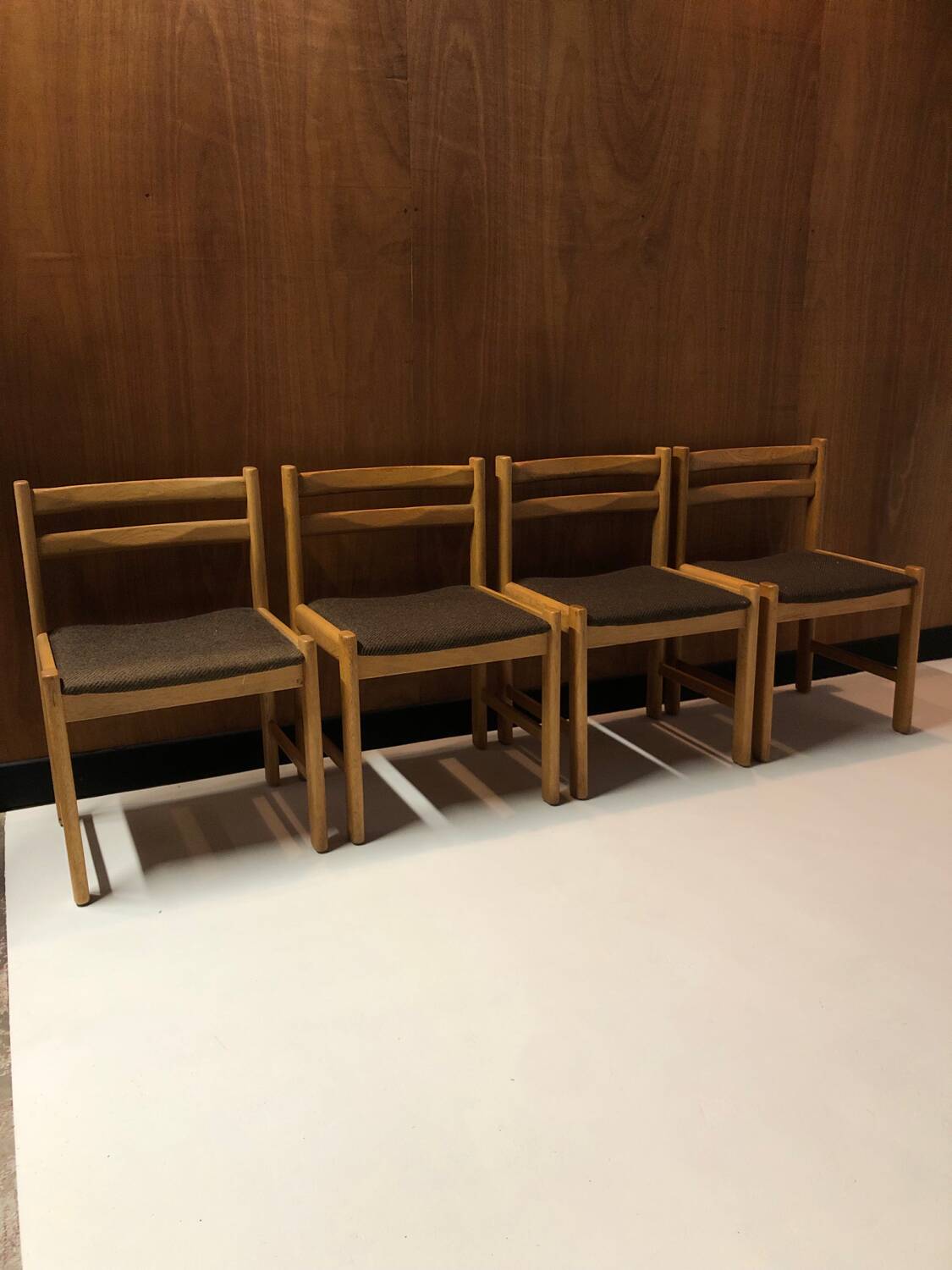 4 vintage solid wood chairs circa 1970