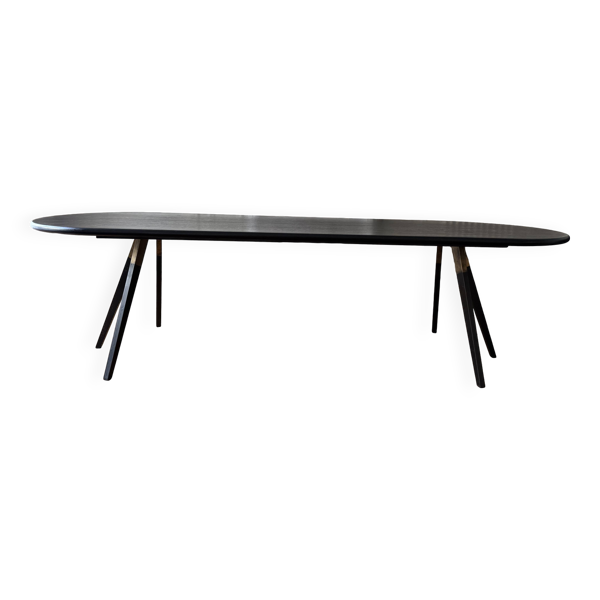 Table sur mesure salle à manger 280 x 100 x 75 chêne massif noir