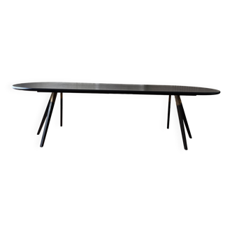 Custom made dining room table 280 x 100 x 75 solid black oak