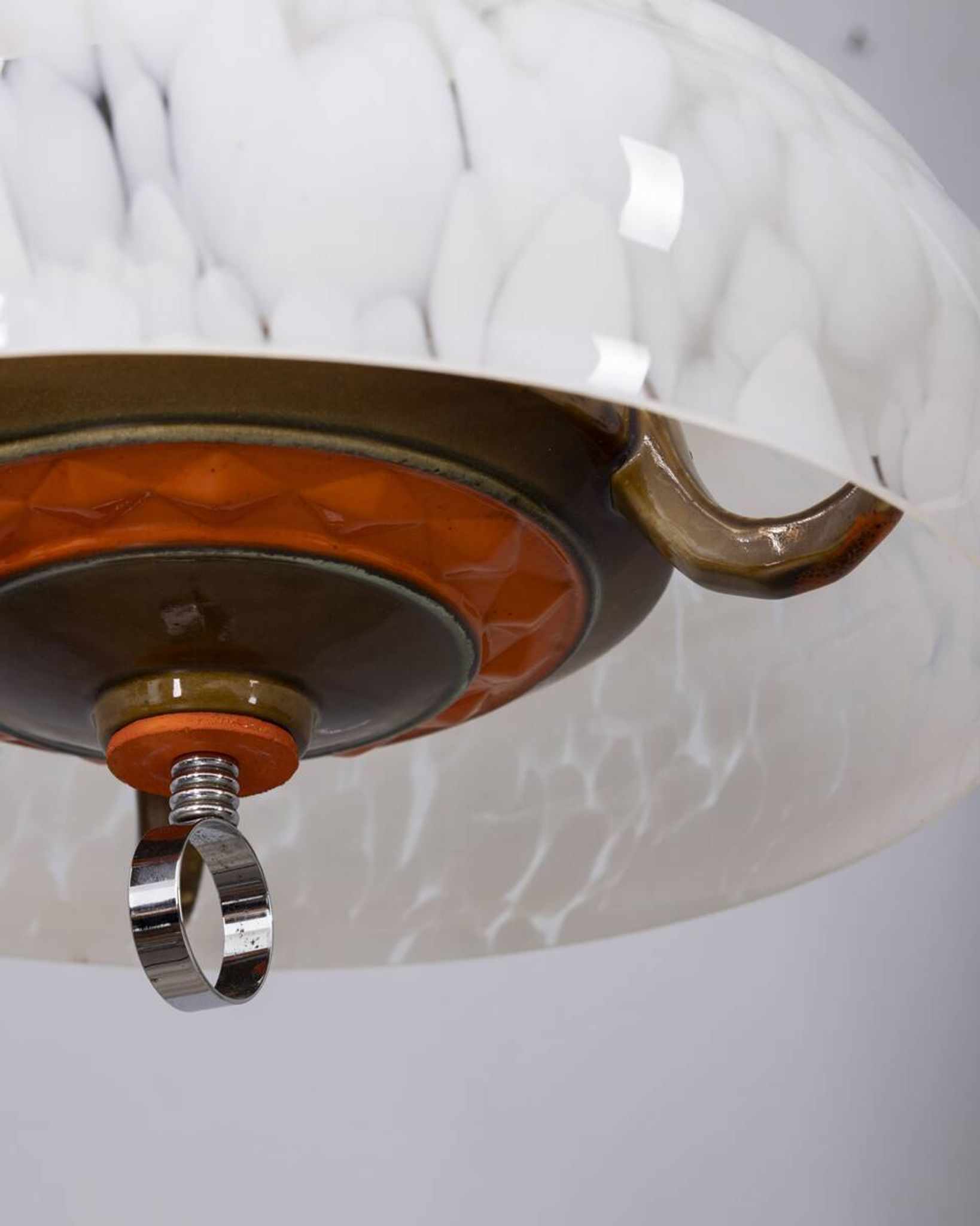 Vintage 1960s Italian design ceramic and glass chandelier