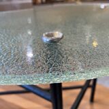 Asymmetrical tripod coffee table in granite glass, vintage bean shape, an50s