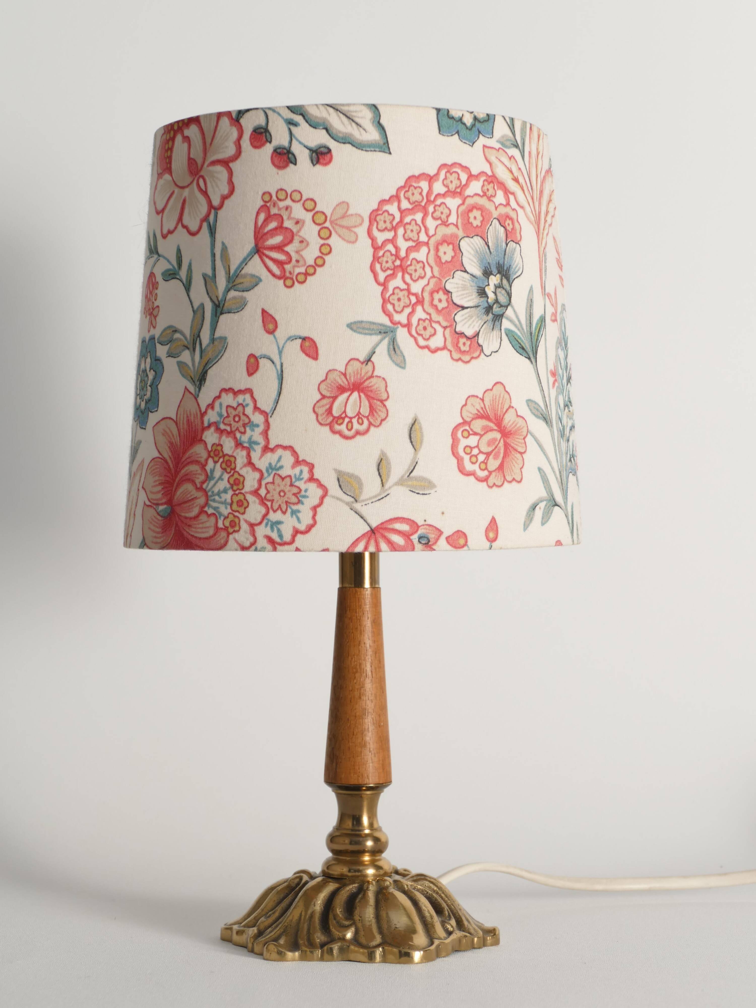 Brass Table Lamp with Teak, Asea, Sweden 1950s