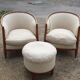 Paire de fauteuils et pouf Louis XVI