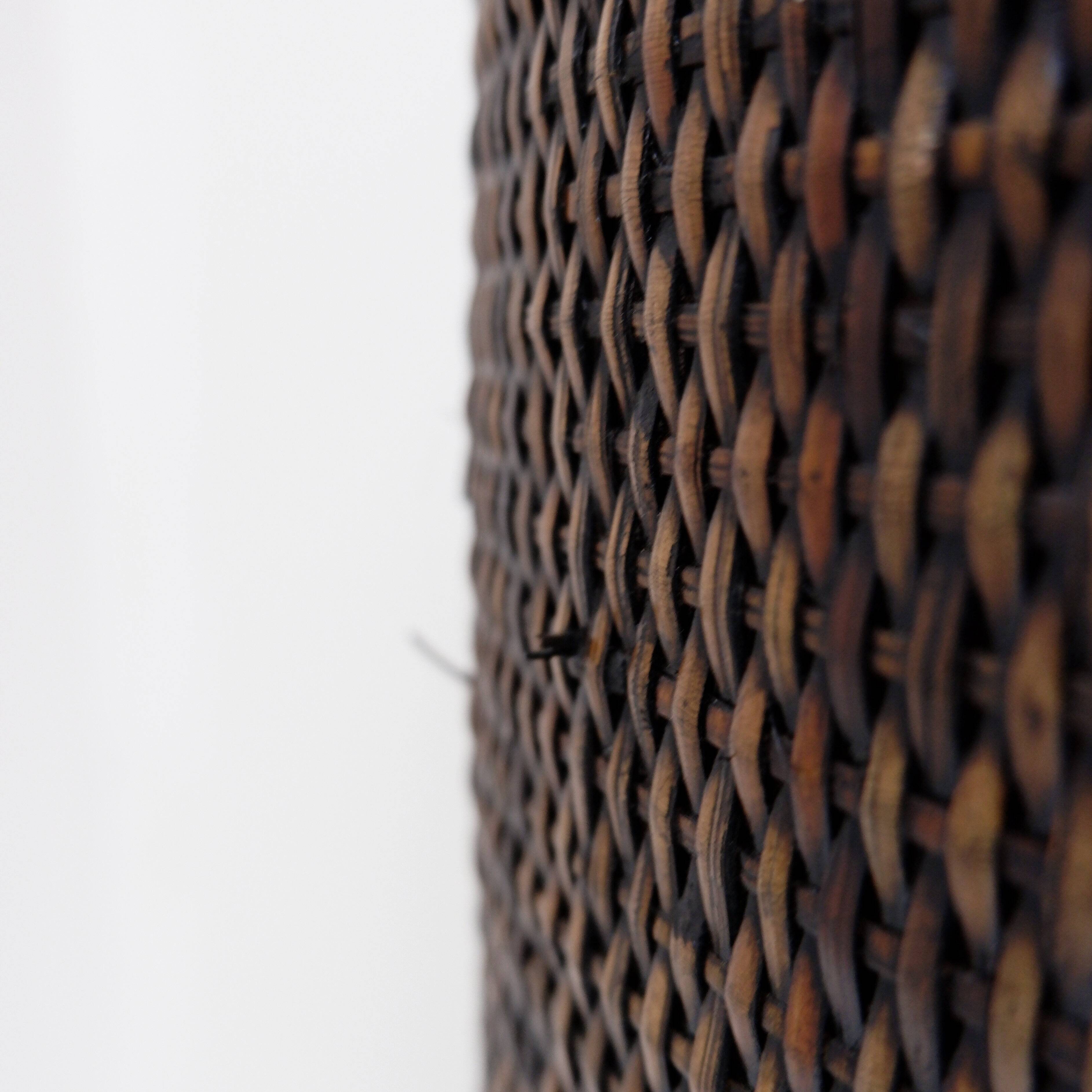 Vintage wicker and bamboo pedestal column