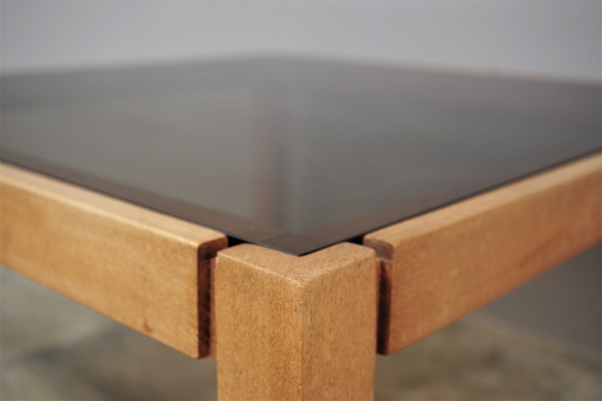 Coffee table with smoked glass top, 1980s