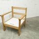 Comfortable 1980s blue and honey beech armchair